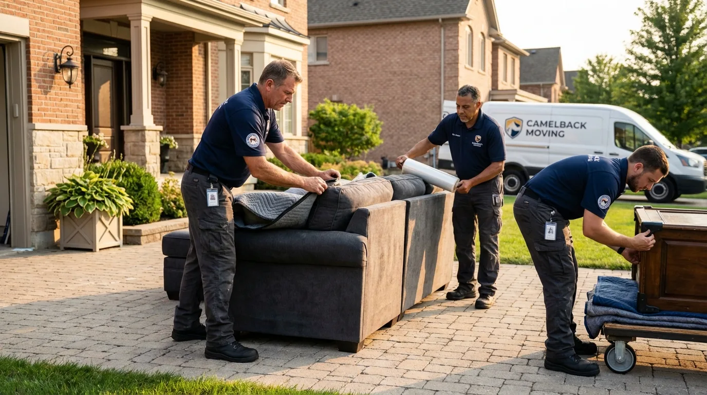 Large estate moving crew wrapping furniture in Milton, PA
